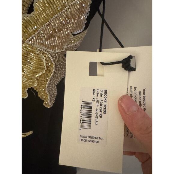 NWT STAUD Brooke Beaded Placed Floral Strapless Column Dress in Night Iris SZ XS - Picture 7 of 7